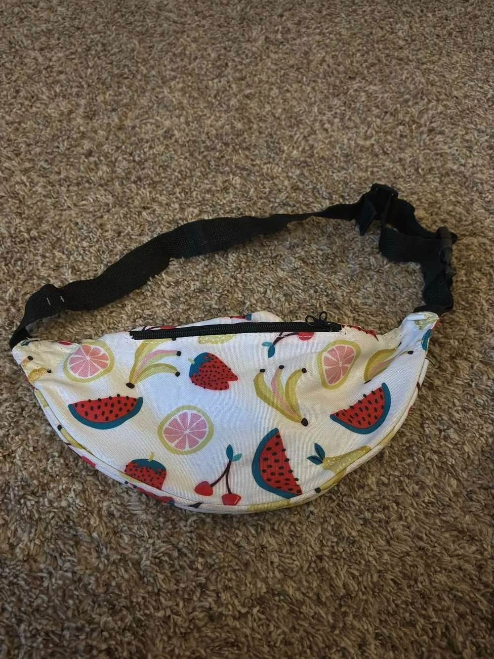 Kids Fruit-Print White Fanny Pack - Adjustable Waist Bag